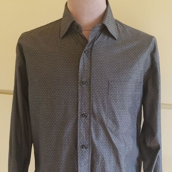 Perry Ellis, Grey Dress Shirt, Medium - Picture 2 of 8